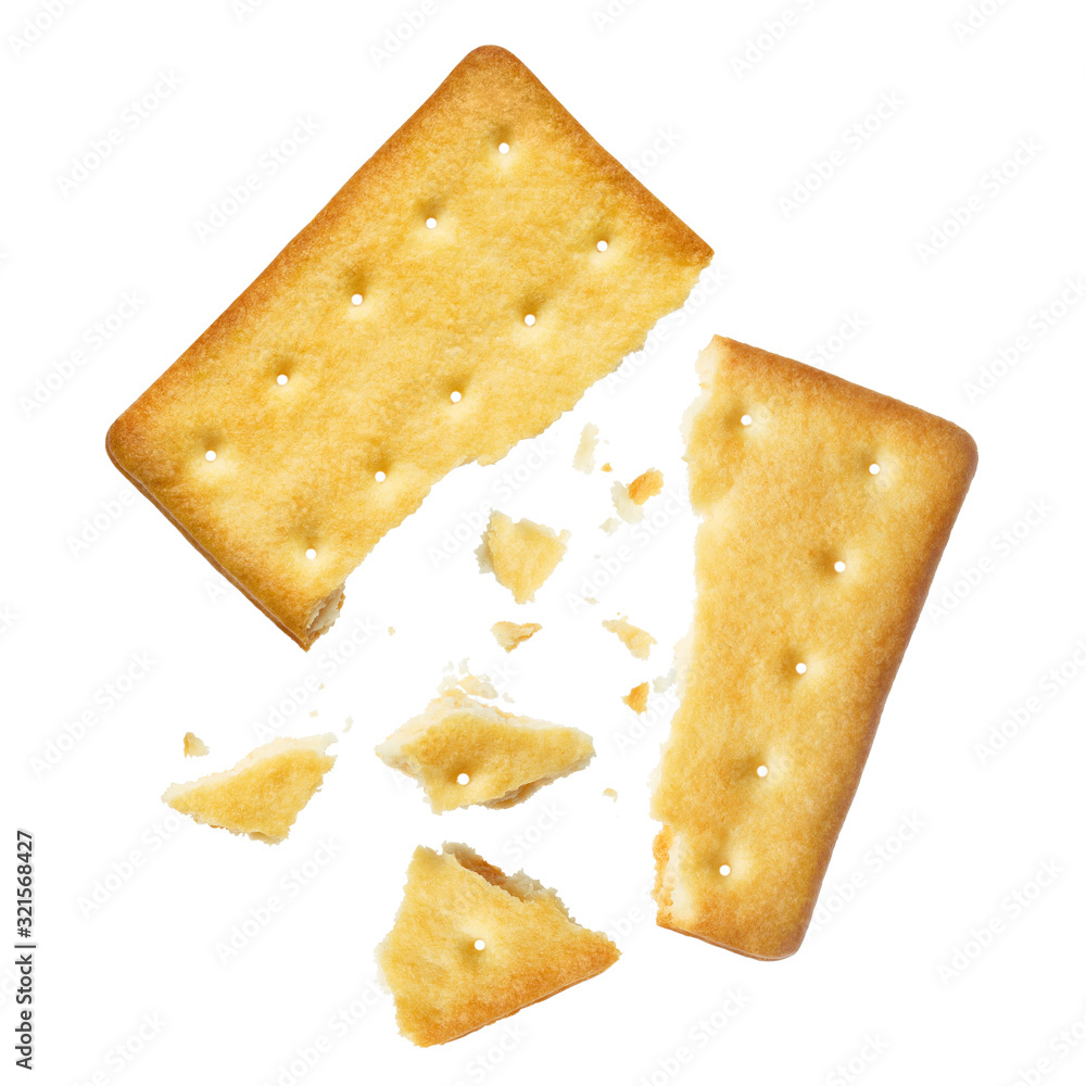 Crushed cracker, isolated on white Crushed cracker, isolated on white