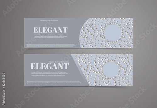 Set of banners with pearl pattern background. Elegant design vector template.