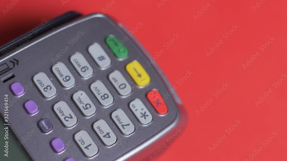 gray terminal in the store girl pays by credit card gray terminal in the store girl pays by credit card