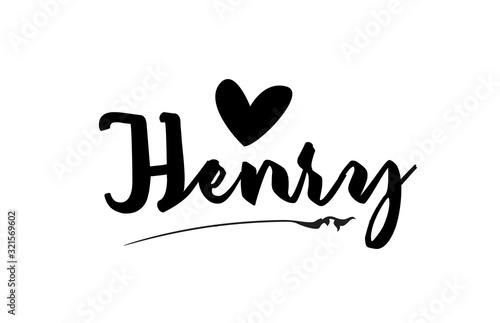 Henry name text word with love heart hand written for logo typography design template