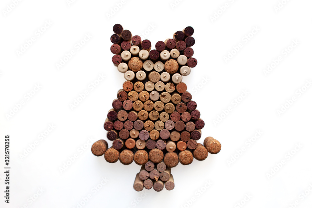 Wine corks owl composition isolated on white background Wine corks owl composition isolated on white background