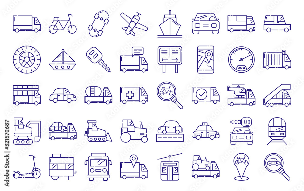 Vehicles icon set design, Transportation travel trip urban motor speed fast automotive and driving theme Vector illustration Vehicles icon set design, Transportation travel trip urban motor speed fast automotive and driving theme Vector illustration