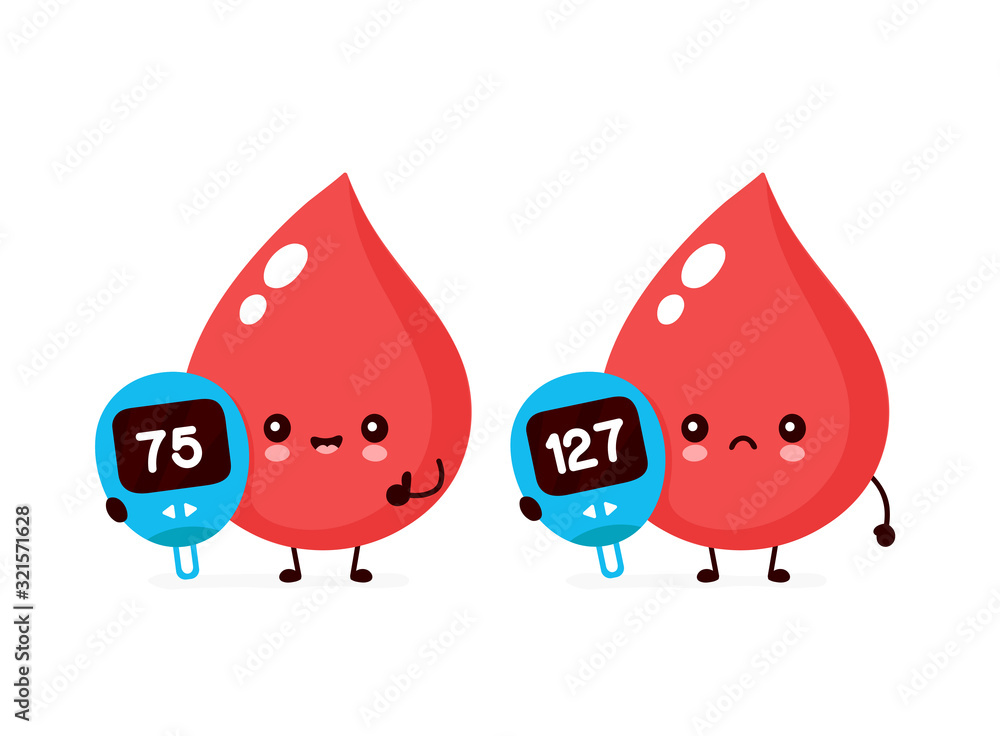 Cute blood drop with measuring device Cute blood drop with measuring device