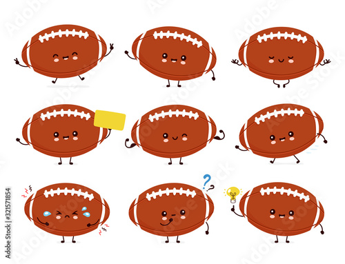 Cute happy american football rugby ball