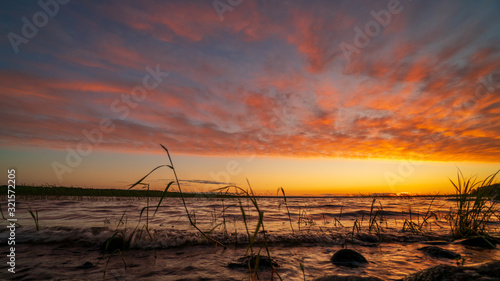 Beautiful lake in Karelia on sunset © Ni23