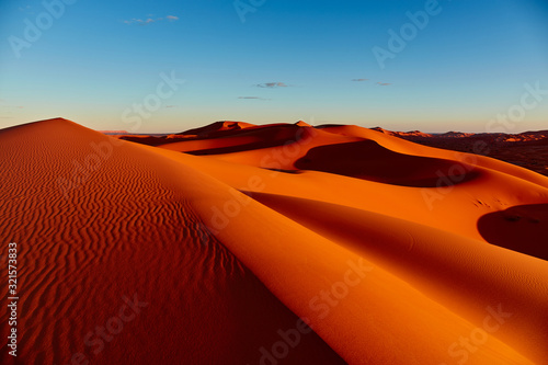 Fototapeta Naklejka Na Ścianę i Meble - Sand dunes in the Sahara Desert, Merzouga, Morocco