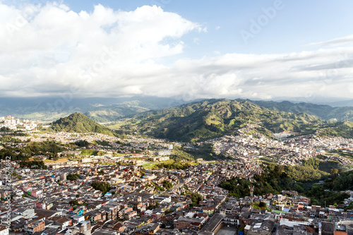 Panoramic Sights of the City from Polish Corridor's Lookout in Manizales, Colombia.