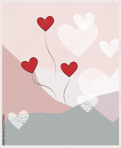 et of cards for Valentine's day in pink and blue