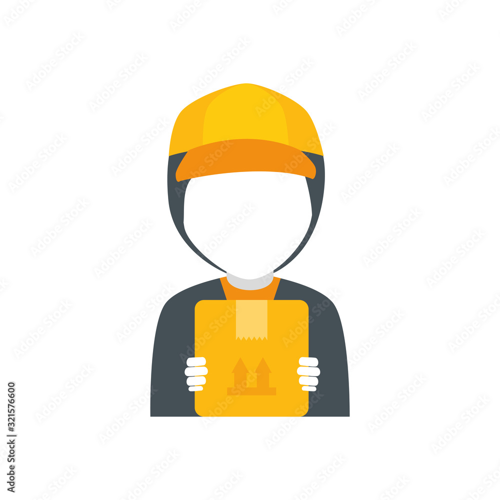 worker with box of delivery service vector illustration design