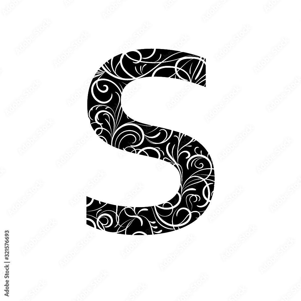 S, decorative letters, black and white, with patterns S, decorative letters, black and white, with patterns