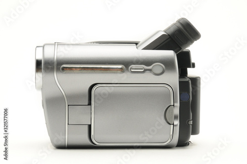 Slika na platnu Vintage amateur camcorder on a white background