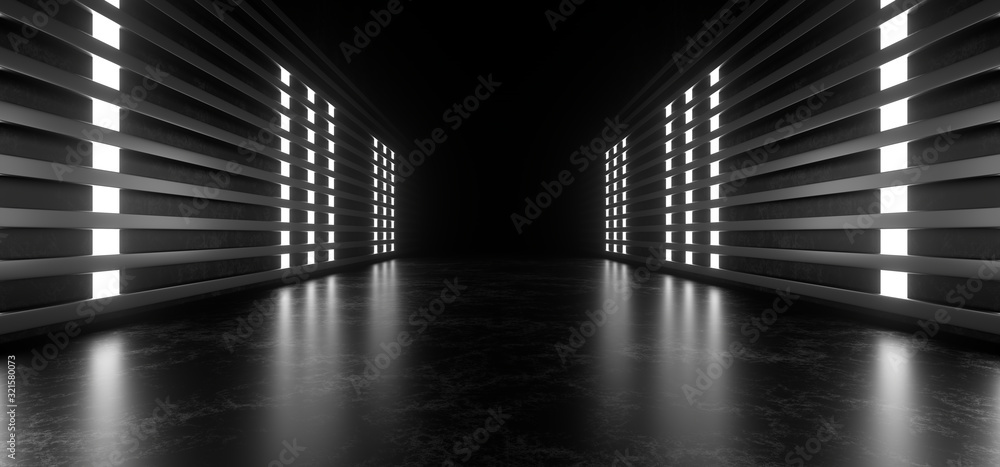 Beautiful composition of white neon lights on a black background. 3d rendering image. Beautiful composition of white neon lights on a black background. 3d rendering image.