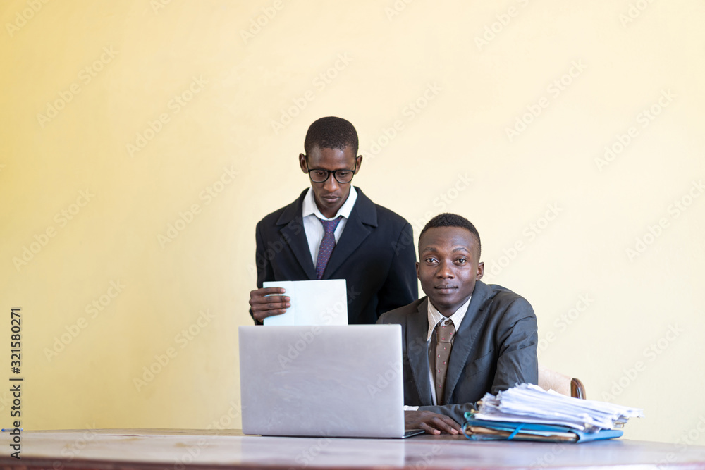 Picture of Businessmen at the workplace happy in the heart of Africa Picture of Businessmen at the workplace happy in the heart of Africa