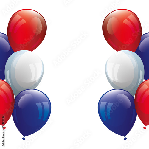 balloons helium white with red and blue vector illustration design