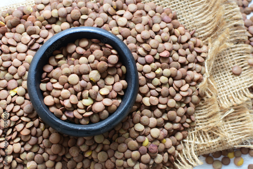  variety of natural lentils in different backgrounds