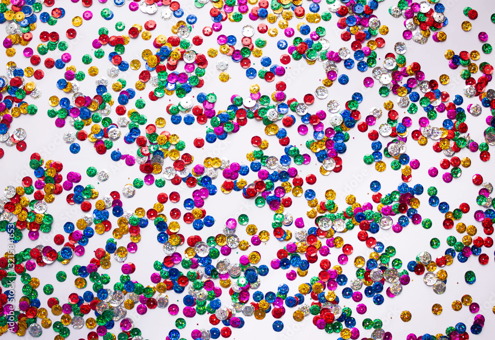 Marco de lentejuelas de colores de carnaval en secuencia