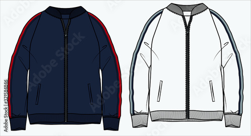 zippered sweatshirt design template, sport suits vector