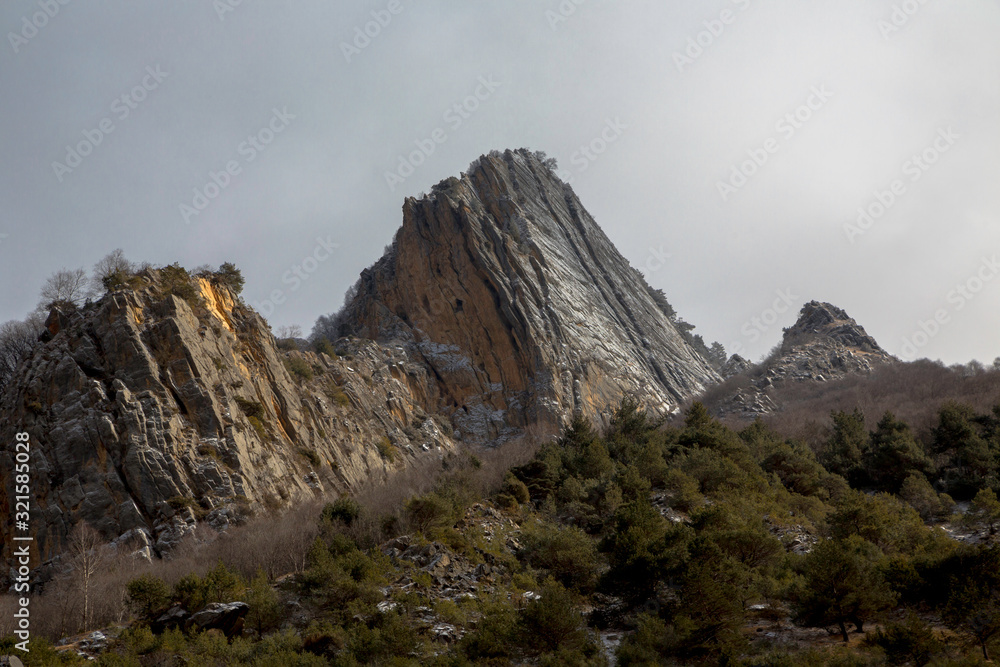 Mountain rocks. The beautiful gorge with high rocks. Nature of the North Caucasus