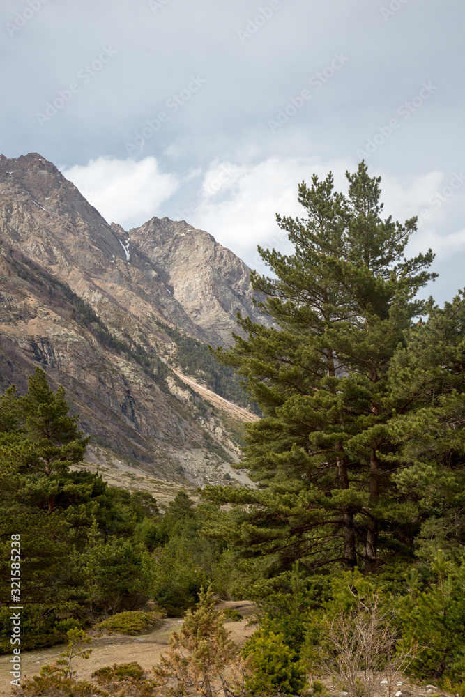Mountain landscape. A beautiful panorama on high mountains. Nature of the North Caucasus