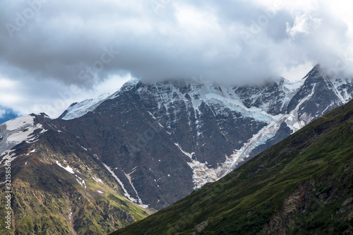 Fototapeta Naklejka Na Ścianę i Meble -  Mountain landscape. A beautiful panorama on high mountains. Nature of the North Caucasus