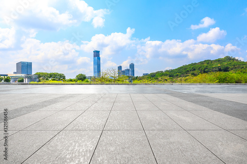 Empty square floor and Shenzhen city architectural scenery,China. © ABCDstock