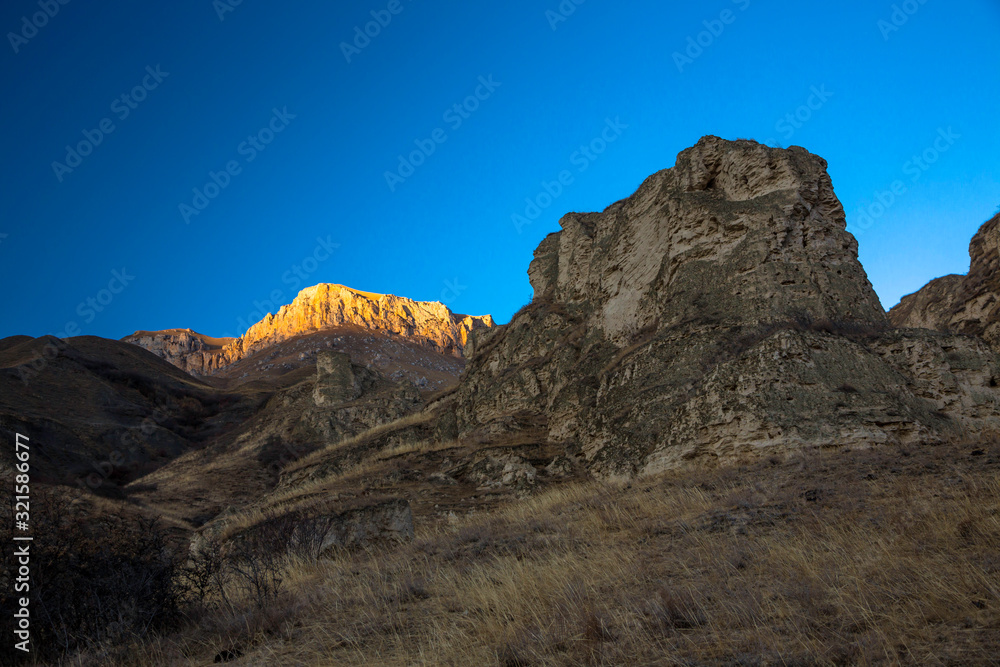 Fototapeta premium Mountain rocks. The beautiful gorge with high rocks. Nature of the North Caucasus