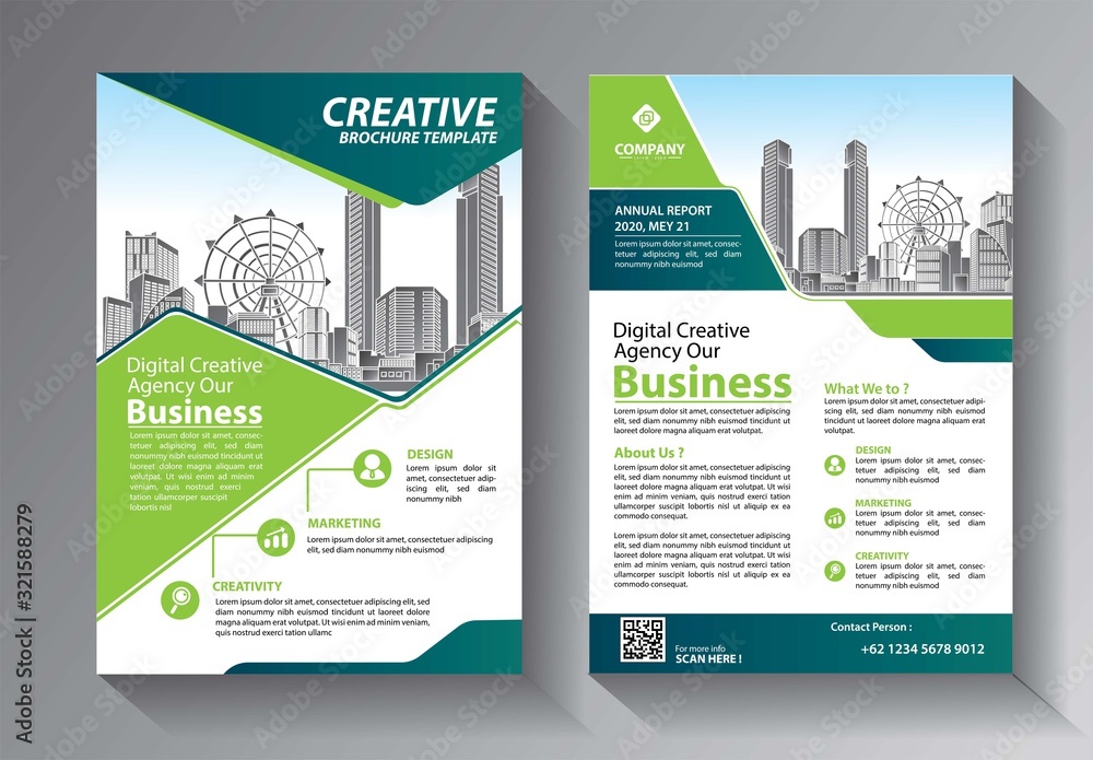 Business abstract vector template. Brochure design, cover modern layout, annual report, poster, flyer in A4 with colorful triangles, geometric shapes for tech, science, market with light background