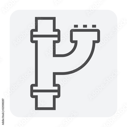 Pipe vector icon. Connection by flange fitting. Part for pipeline construction to transportation water, oil and gas. Also for water supply infrastructure, wastewater treatment, plumbing and irrigation