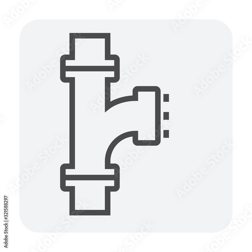 Pipe vector icon. Made from steel or metal connection by flange fitting fixing by screw and bolt. Part for pipeline construction to transport oil and gas in industry, water in plumbing and irrigation.