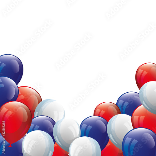 balloons helium white with red and blue design