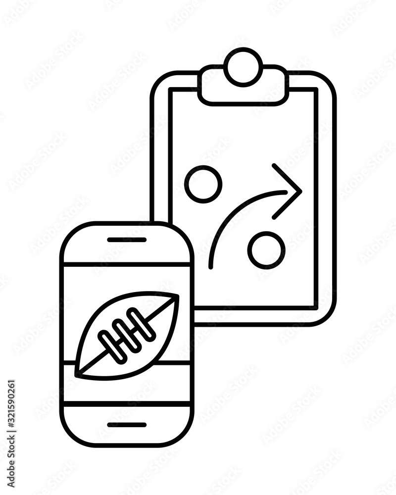 american football sport balloon in smartphone and clipboard american football sport balloon in smartphone and clipboard