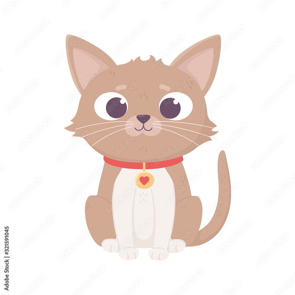 brown little cat sitting cartoon, pets brown little cat sitting cartoon, pets