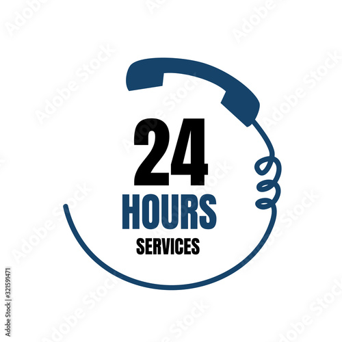 24 hour medical care service vector icon. 24/7 day/night services button symbol. illustration of  sign isolated over a white background.