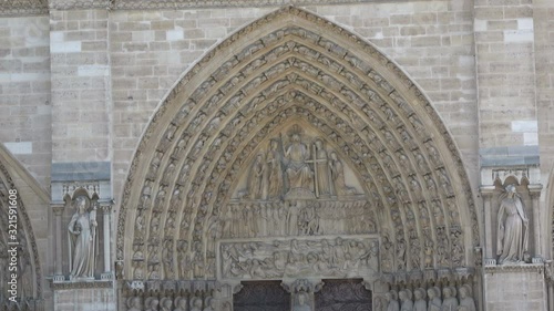 Detail of the sculptures at the Notre Dame of Paris