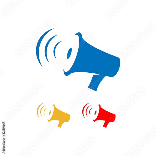 speak up loud tool megaphone logo design vector concept