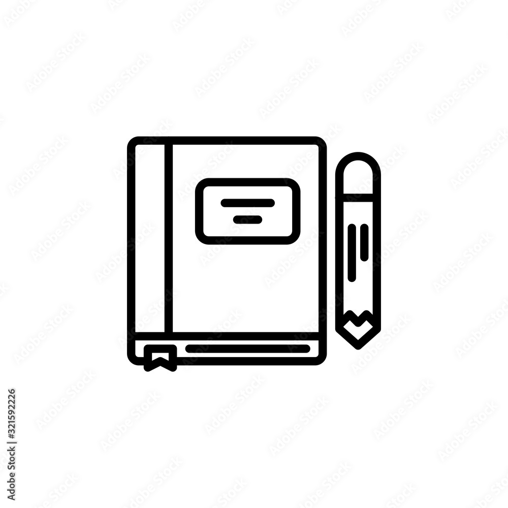 education icon, book and pencil icon. Perfect for application, web, logo and presentation template. icon design line style education icon, book and pencil icon. Perfect for application, web, logo and presentation template. icon design line style