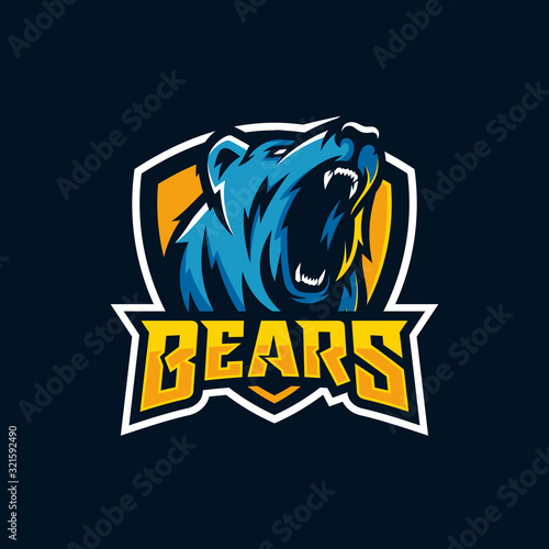 Modern professional grizzly bear logo for a sport team