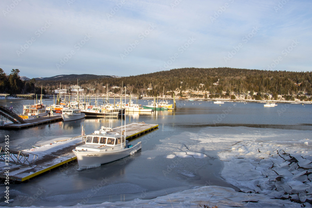 Fototapeta premium Maine lobster boats winter