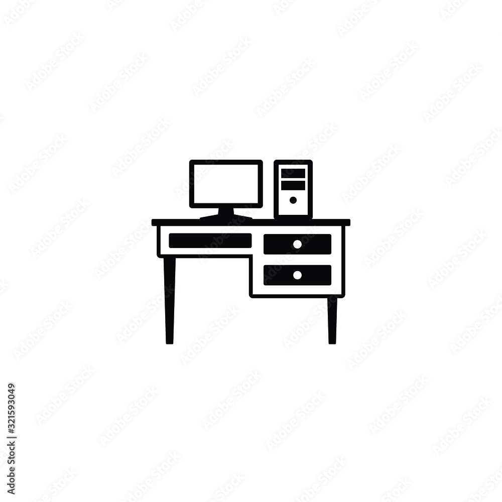 Working table icon vector Working table icon vector