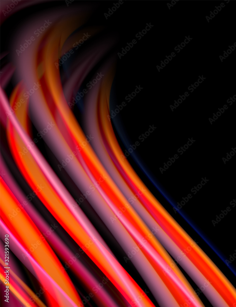 Silk smooth lines on black, liquid fluid color waves. Vector Illustration Silk smooth lines on black, liquid fluid color waves. Vector Illustration