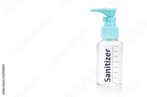 Foto Hand sanitizer spray used as protection against influenza