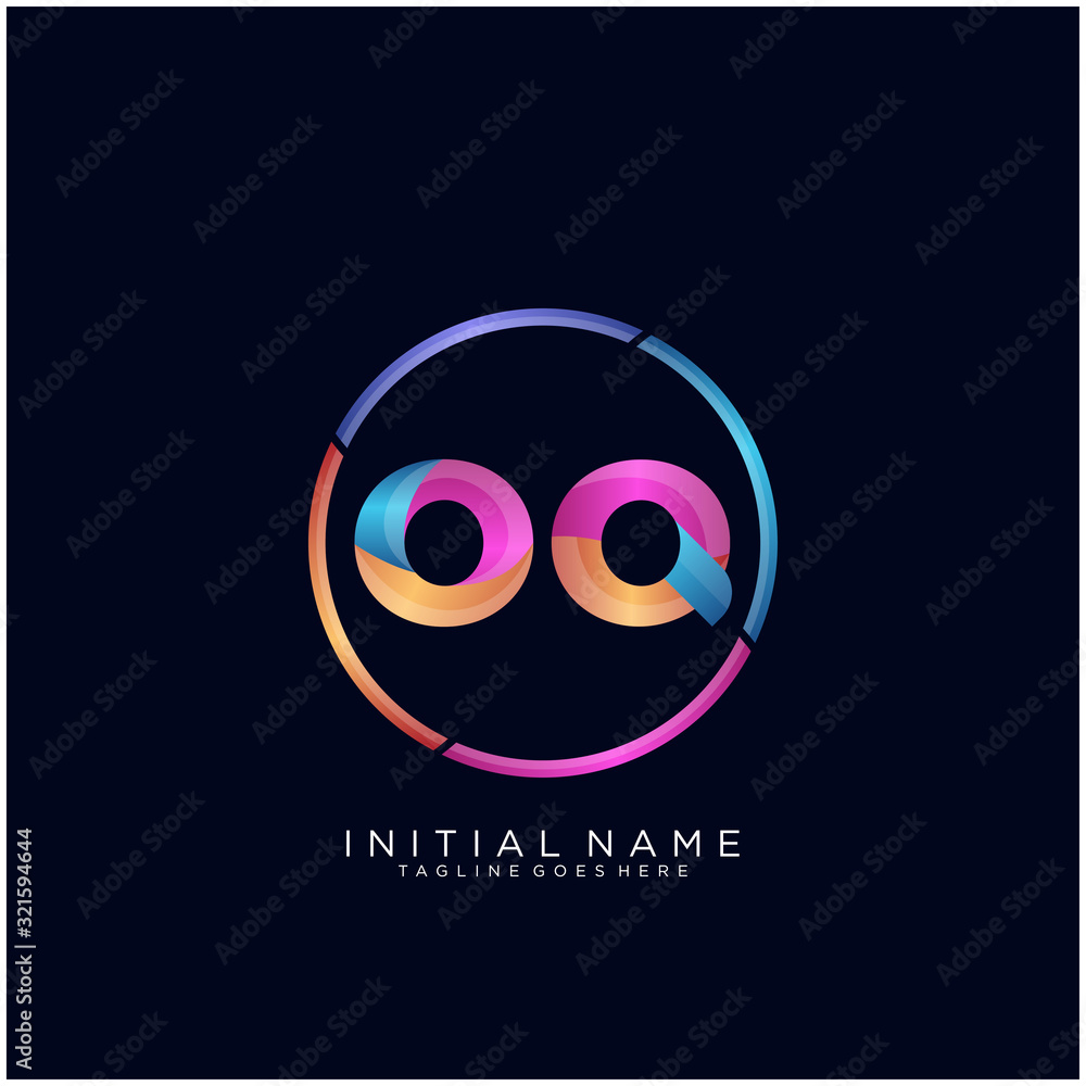 Initial letter OQ curve rounded logo, gradient vibrant colorful glossy colors on black background Initial letter OQ curve rounded logo, gradient vibrant colorful glossy colors on black background