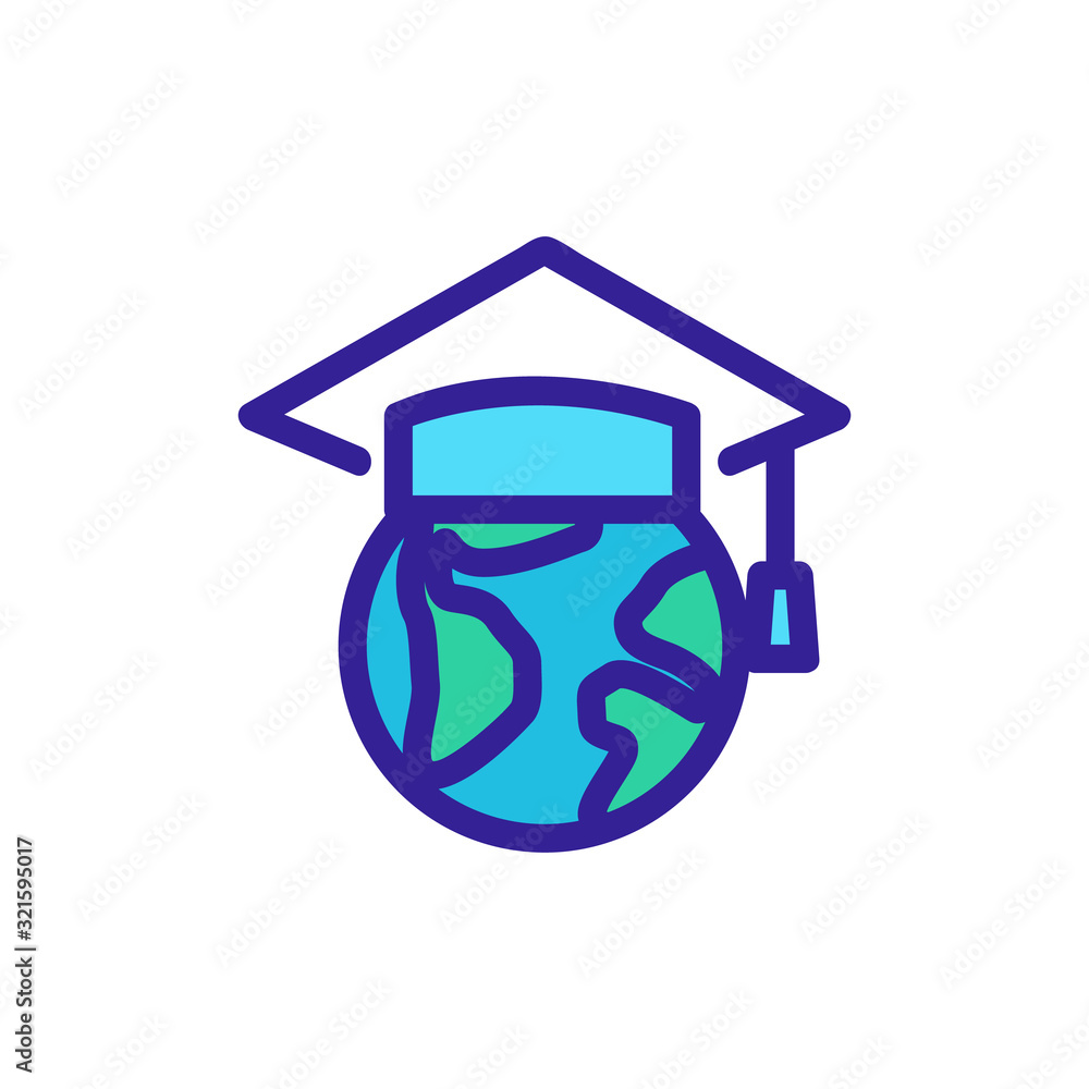 Academy cap globe icon vector. Thin line sign. Isolated contour symbol illustration Academy cap globe icon vector. Thin line sign. Isolated contour symbol illustration