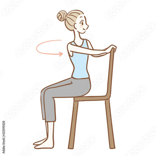 Stretching while sitting in a chair