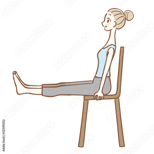 Stretching while sitting in a chair