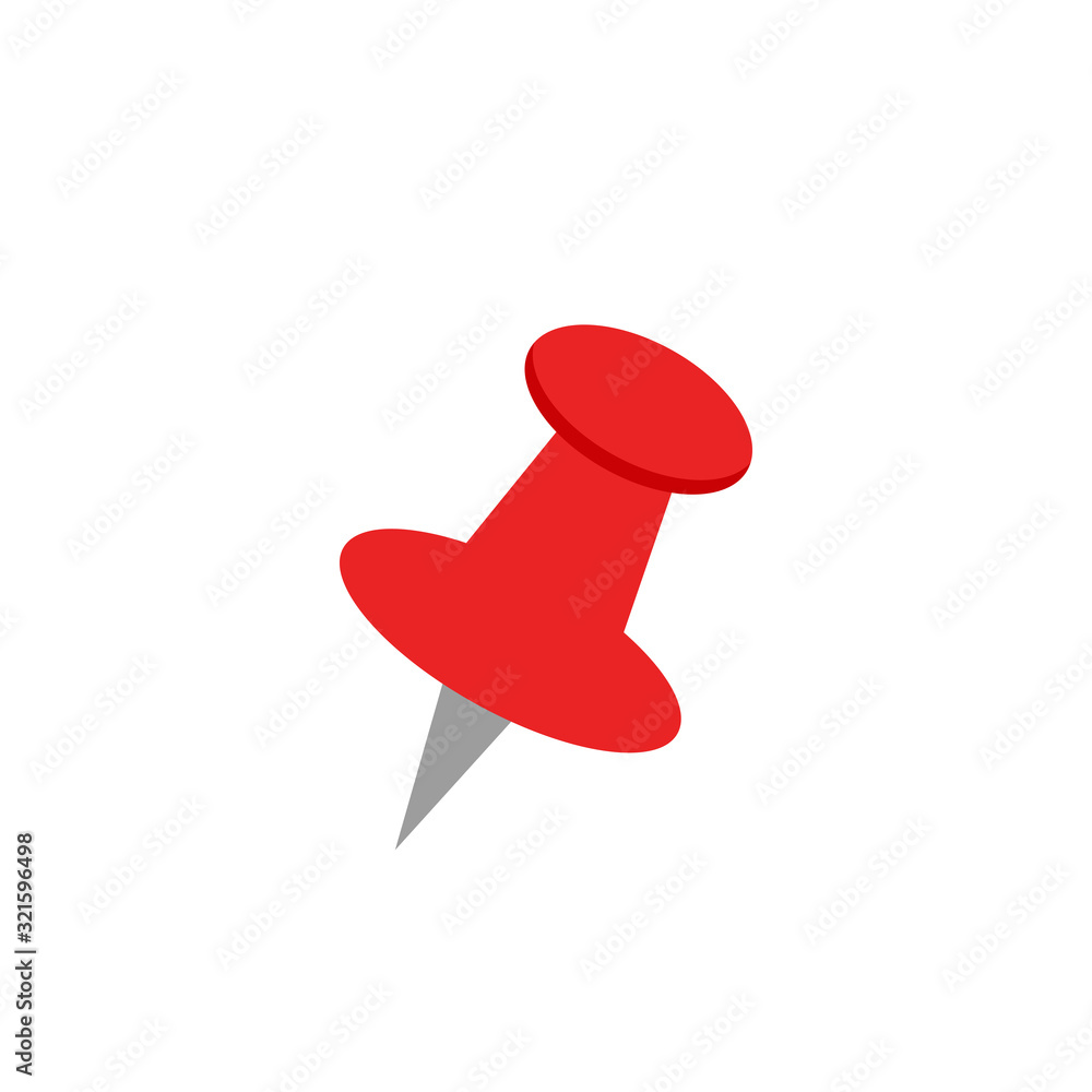Fototapeta premium A red pin on a white background.vector illustration and icon