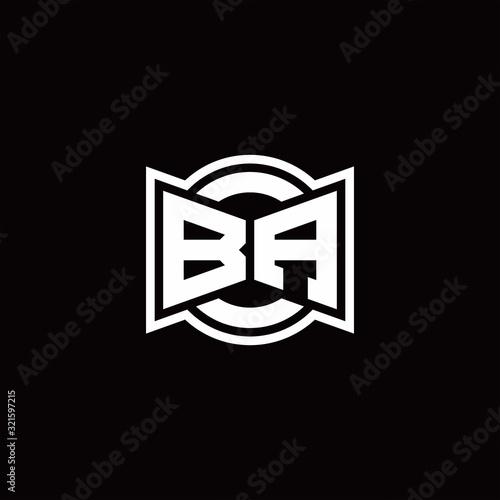 BA logo monogram with ribbon style circle rounded design template