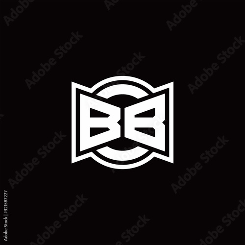 BB logo monogram with ribbon style circle rounded design template