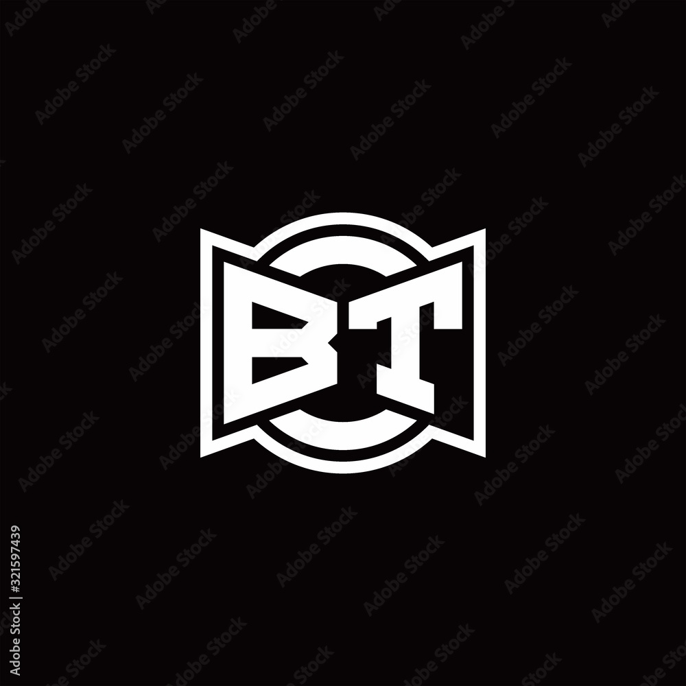 BT logo monogram with ribbon style circle rounded design template BT logo monogram with ribbon style circle rounded design template