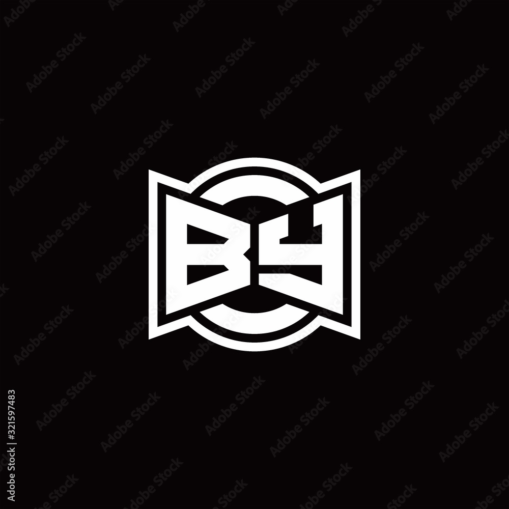 BY logo monogram with ribbon style circle rounded design template BY logo monogram with ribbon style circle rounded design template